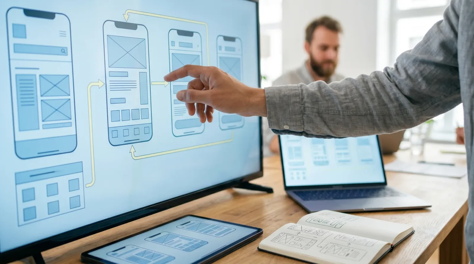 Der Workflow baut Struktur, Text und Bilder