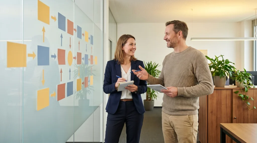 Kanzlei-Team prüft Auswertungen gemeinsam