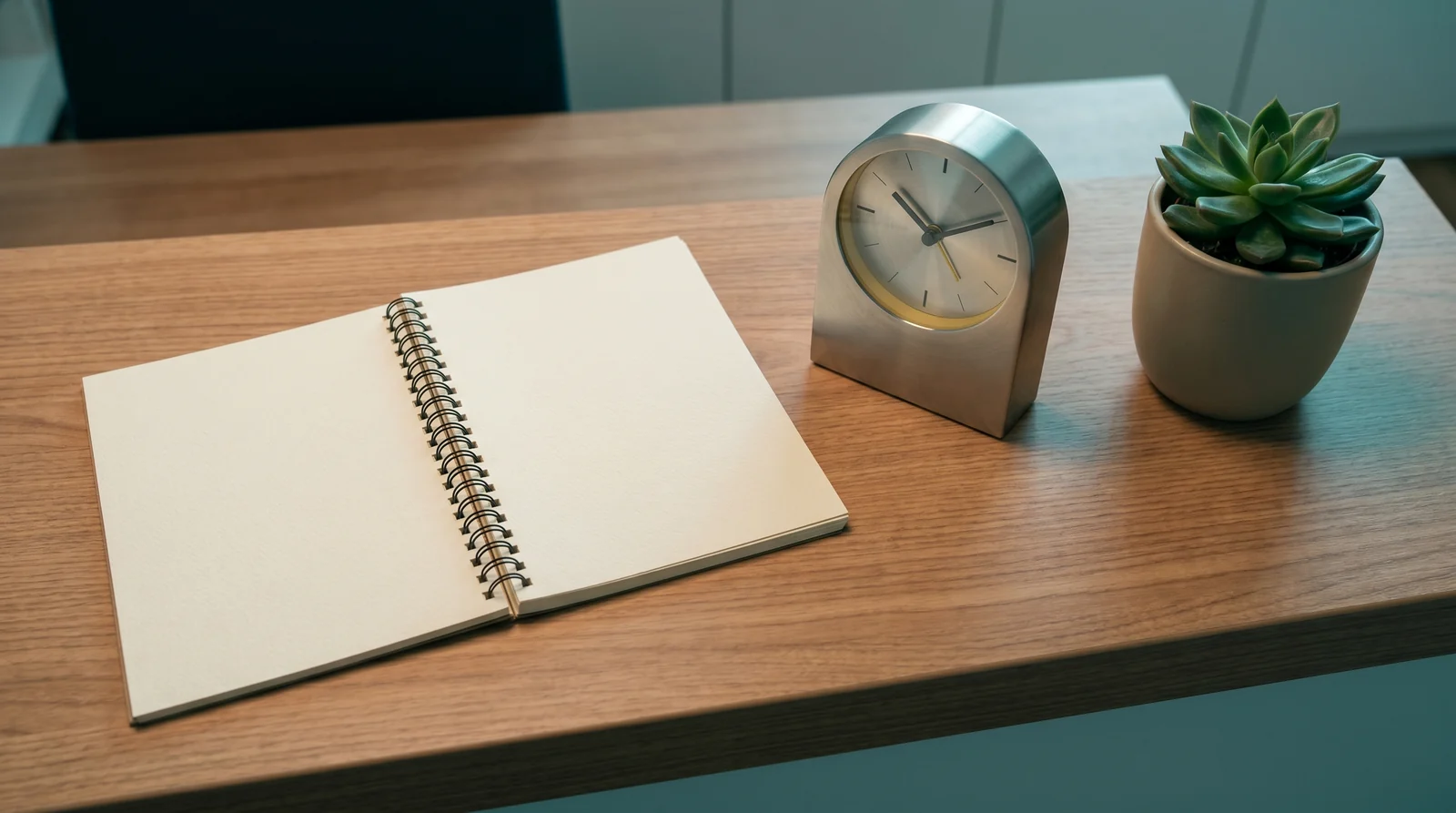 Aufgeschlagener Terminkalender und Uhr auf einem Empfangstresen einer Arztpraxis